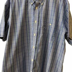 Orvis Men’s Shirt XXL Blue Green Plaid 100% Cotton Button Down Short Sleeve